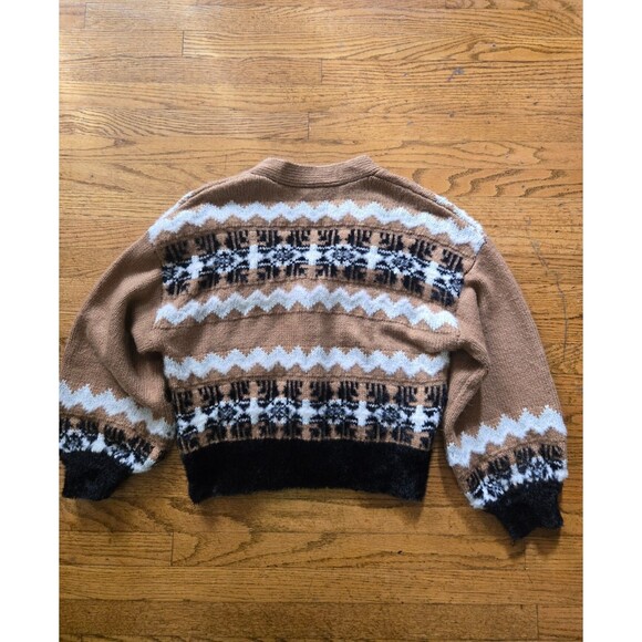 Ann Taylor Fair Isle Cropped Cardigan Sweater Womens Size Medium - Picture 2 of 7